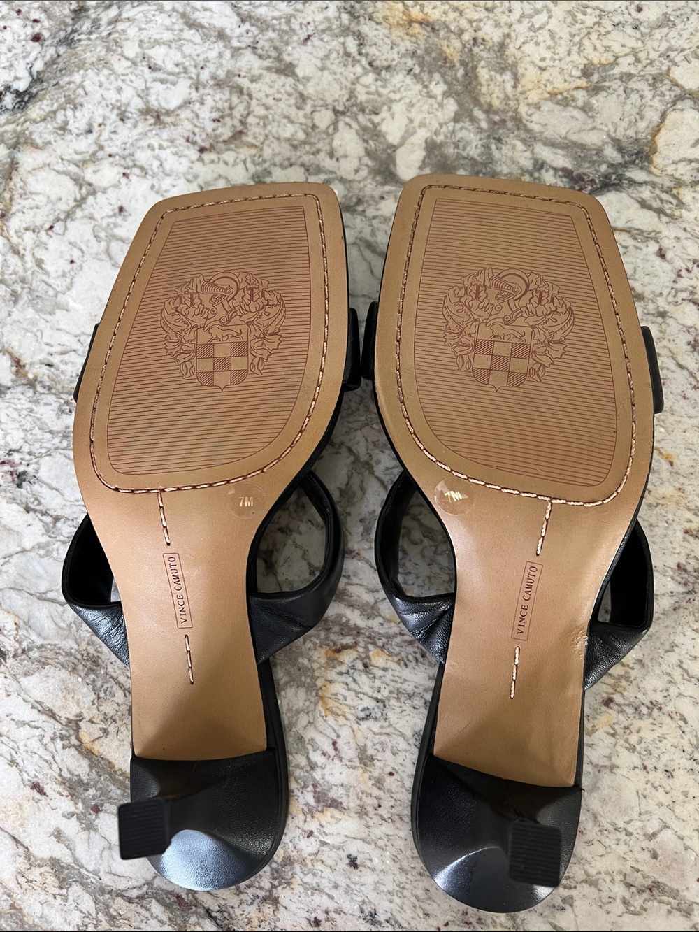 Vince Camuto  Two-Strap Square-Toe Heel leather Sandals - - Picture 7 of 10